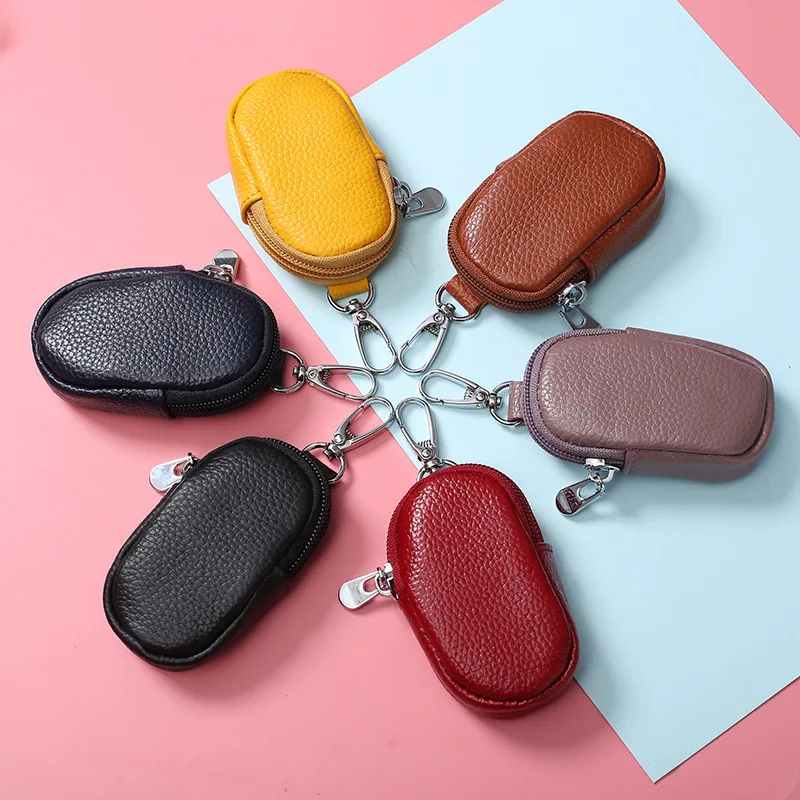 

PACGOTH Fashion Solid Leather Unisex Keychain Holder Organizer Wallet Car Key Pouch Men Women Zipper Key Case Bag Housekeeper