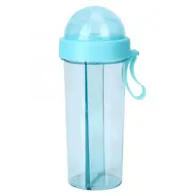 Портативная дорожная бутылка для воды с двумя соломинками, бутылка для питьевой воды двойного назначения, бутылка для воды с соломинкой