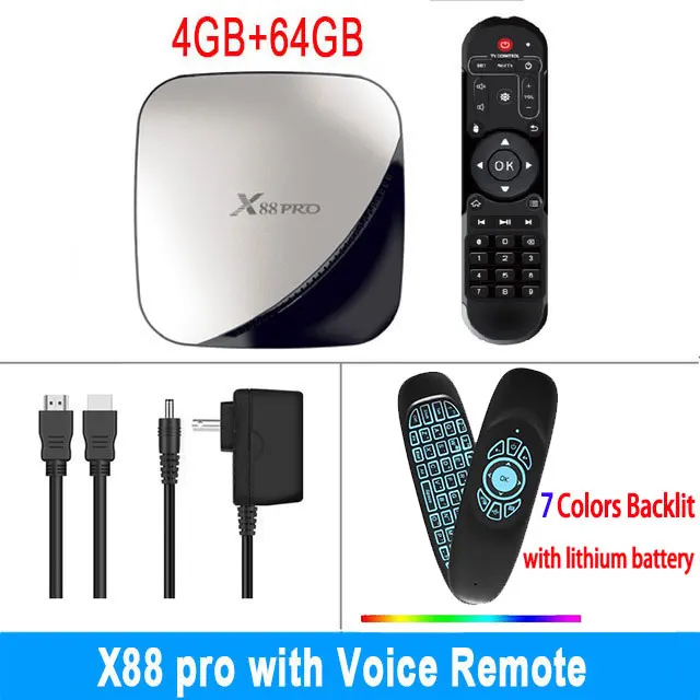 4G 64G C120-Backlit Smart Android tv Box Android 9,0X88 Pro 4 ГБ 32 ГБ 64 Гб RK3318 2,4G& 5G wifi 4K 3D HDR медиаплеер Google Play телеприставка - Цвет: 4G 64G C120-Backlit