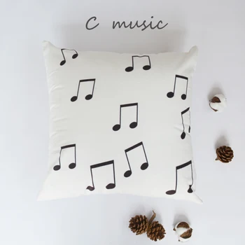 

45*45cm simple Double-sided printed Nordic black white English letters/ music cushion cover pillow case geometric pillow cover