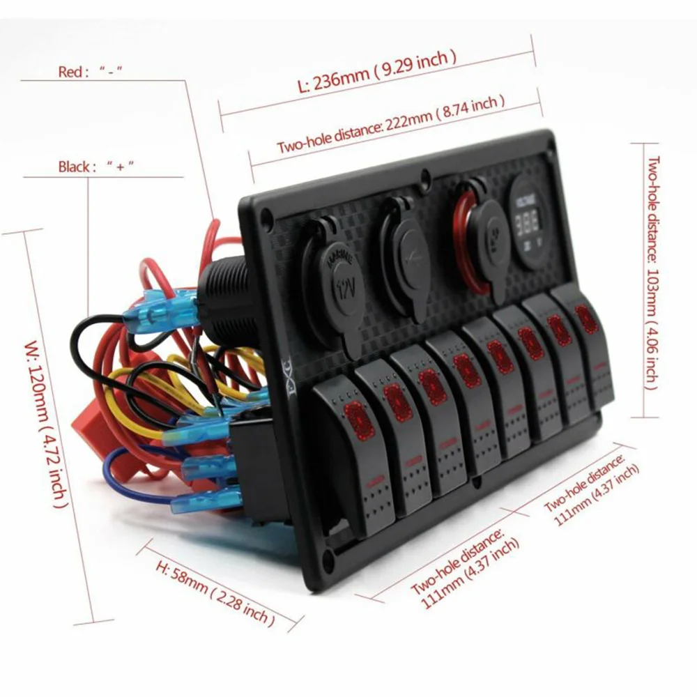 8 банд кулисный переключатель панель Водонепроницаемый Автоматический выключатель красный светодиодный индикатор для 12 В/24 В RV лодки морской системы управления