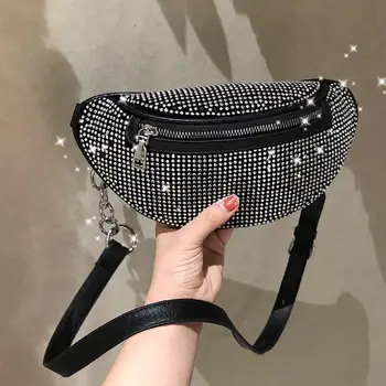 

Ins net red same King waist bag chain bag flash water drill single shoulder diagonal chest bag 2019 new bag female trend