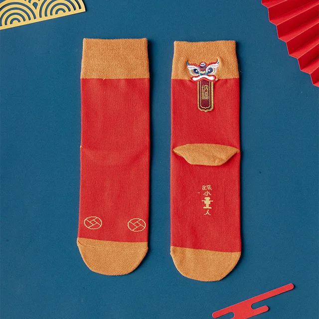 New Year Chinese cotton socks women men's red lucky funny socks ankle printing stockings new year home furnishing orange