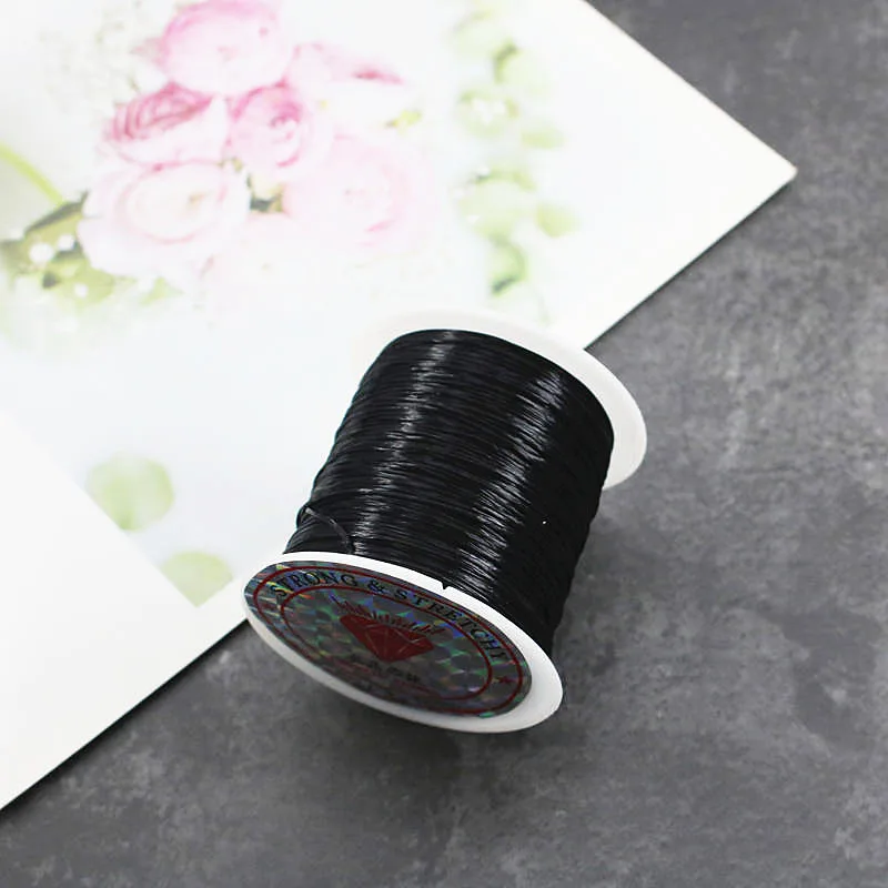 60 м цветная эластичная линия эластичный прозрачный шнур Изготовление ювелирных изделий браслет из бисера рыболовная леска - Цвет: 60M black