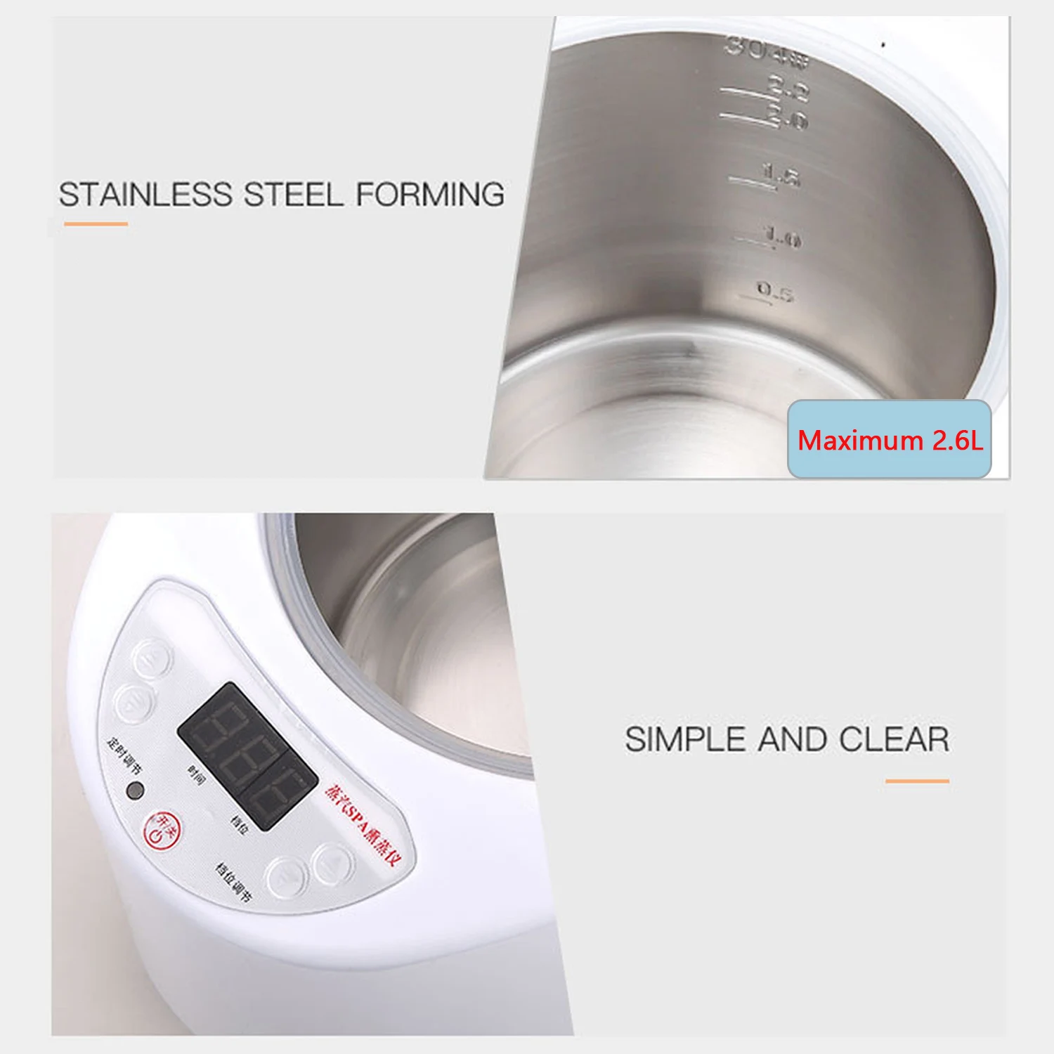 2.6L Generator Steamer SPA Pot Fumigation Machine with Remote Control for Body Therapy Relieve Pressure EU Plug 220V 3