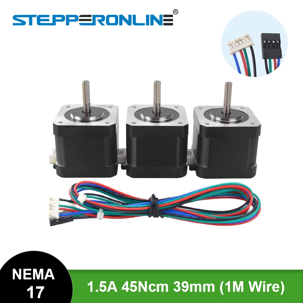 Motor de Passo Nema Motor de Passo de 39 mm 42bygh a 45ncm Nema17 Motor de Passo Chaves Cabo e Conector para Impressora 3d