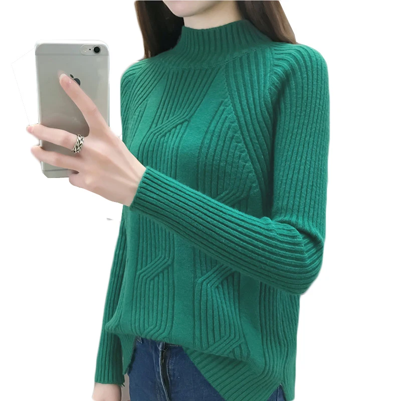 2020 манга Ларга де Cuello Alto Suéter De Las Mujeres Nueva Otoño Moda Invierno Jersey D390 | Женская одежда