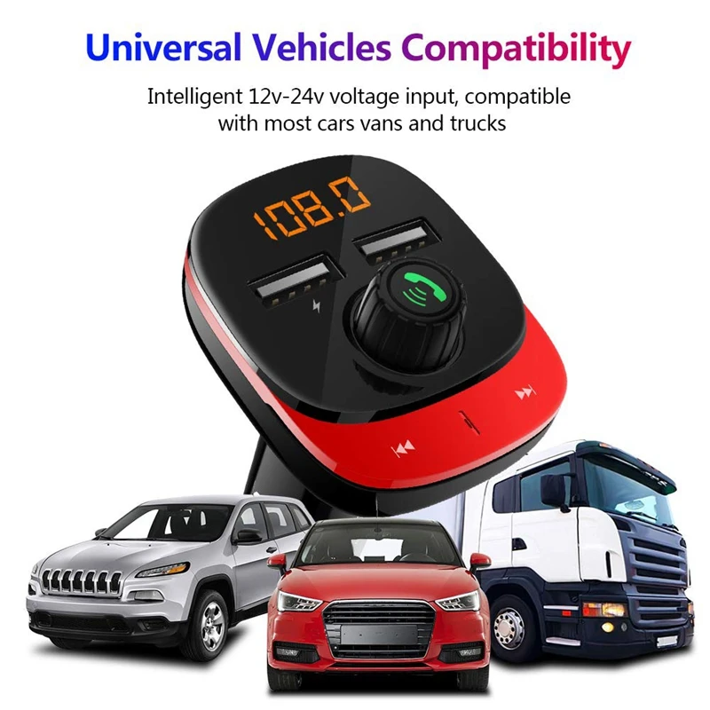 Bluetooth FM Transmitter for Car, Car Charger Adapter, Car Kits for Hand-Free Calling, U Disk, TF Card, Bluetooth Music Player