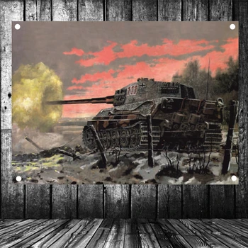 

WW2 GER Tiger Tank Military Posters Senior Art Waterproof Cloth Flag Banner Tapestry Mural Wall Art Vintage Decor Upholstery A1