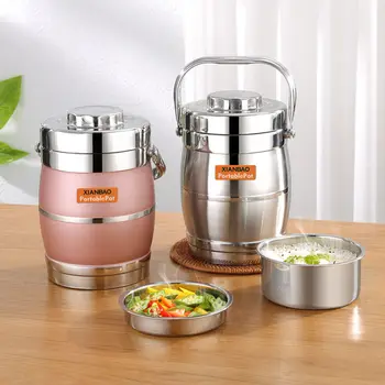 

Stainless Steel Insulated Lunch Box Barrel Adult Student Female Office Worker Large Capacity Three-layer Lunch Pot Bento Box