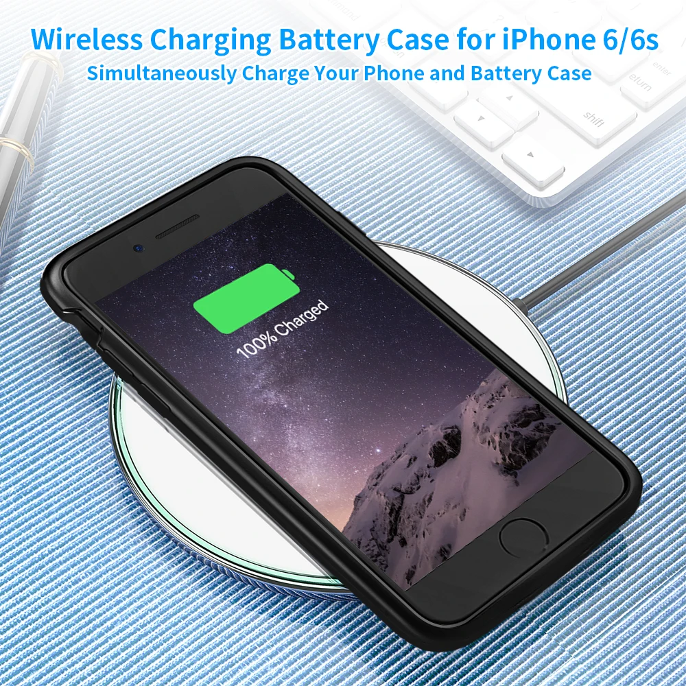 DERY Battery Case for iPhone 6 6s 3200mAh Wireless Charging Battery Case Compatible with iPhone 6 6