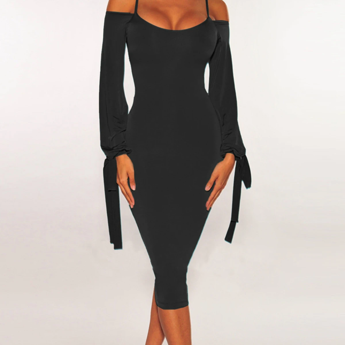 BacklakeGirls 2021 Solid Color Off Shoulder Bow Tie Long Sleeve Bandage Dress Sexy Bodycon Club Celebrity Evening Party | Свадьбы и