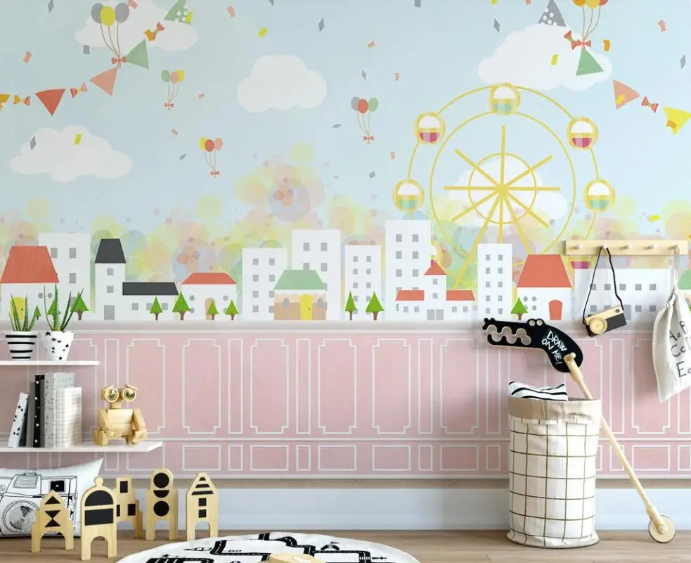 Фотообои CJSIR для детской комнаты с изображением горячего воздушного шара дома
