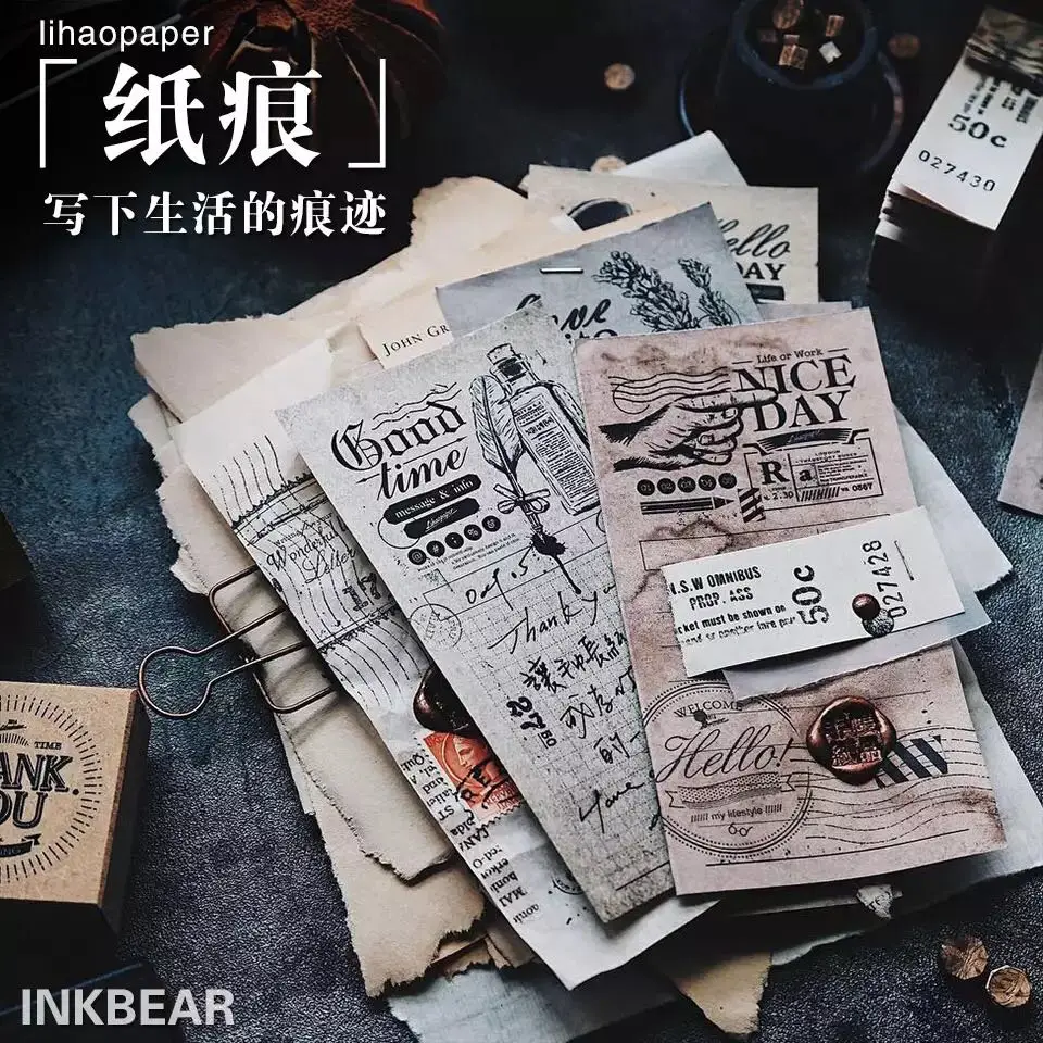 

6 sheets/lot Retro Memo Collage Notes Vinage Old Paper Label Material Paper Decorative Sticker DIY Scrapbooking photo Escolar