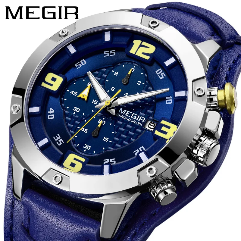 

-Natural Detox Gainer Megir MEN'S Watch Characteristics Multi-functional Calendar Double Layer Belt Quartz Watch 2099