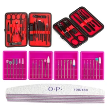 Кусачки для ногтей из нержавеющей стали, ножницы для педикюра, пинцет, маникюрный набор, набор керамических фрез, 100/180 пилочка для ногтей, шлифовальный буфер