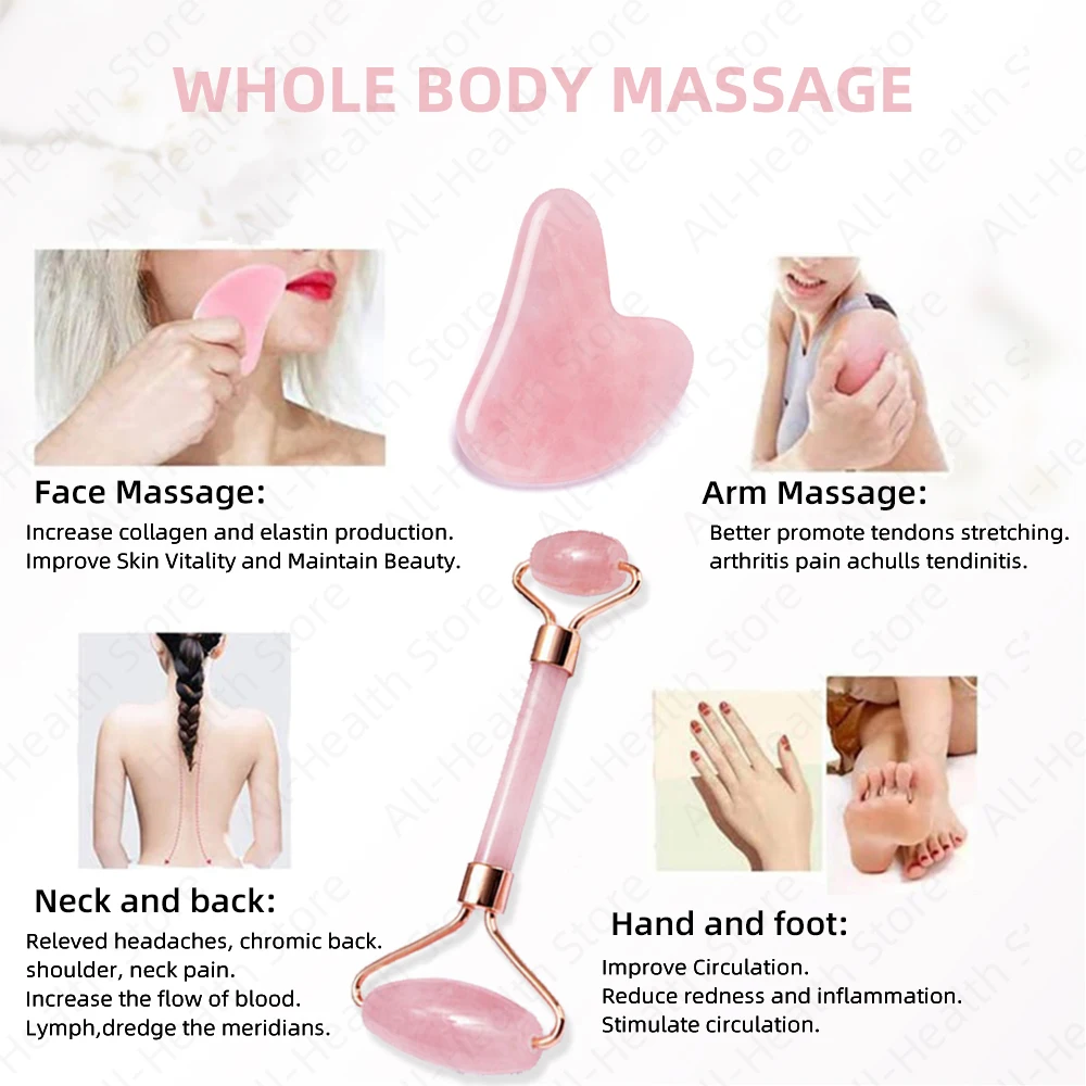 Natural Gua Sha Massage Tools Rose Quartz Face Care Massager for Body Gua Sha Massagers Back Gouache Scraper Relaxation Beauty