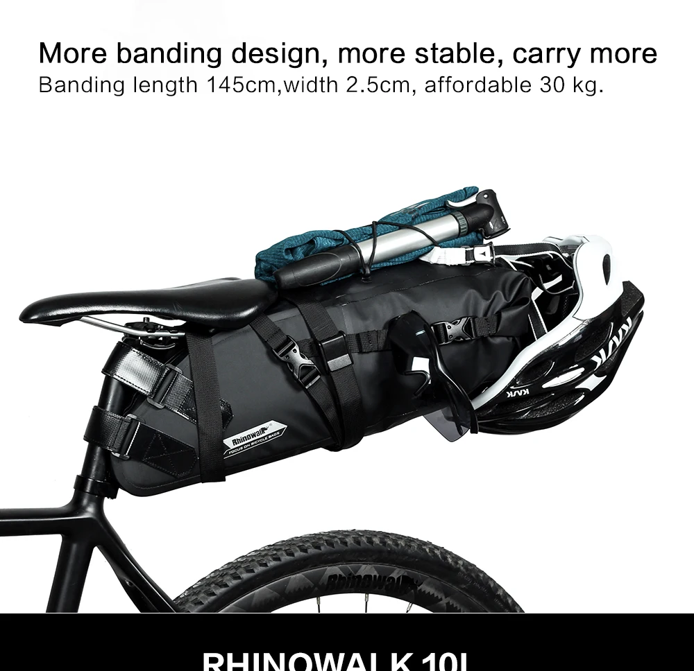 Rhinowalk 10L велосипедная Водонепроницаемая велосипедная седельная сумка Светоотражающая большая емкость Складная задняя Сумка для езды на велосипеде MTB Trunk Pannier