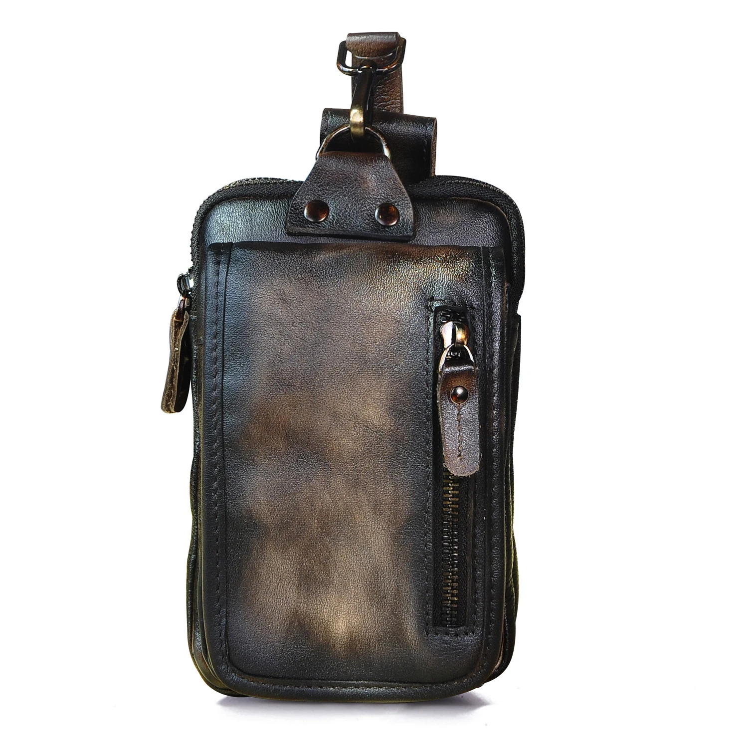 Luxury Thick Crazy Horse Leather men Vintage Travel Belt Fanny Waist Bag Pack Design Bum Hip Bag 6.5" Phone Case Pouch Male 1609