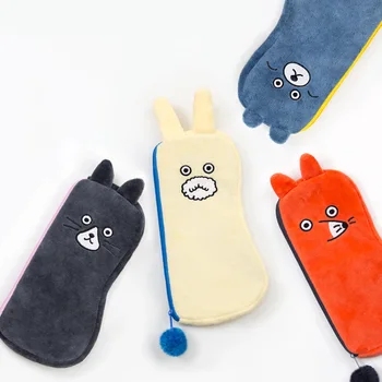 

Korean stationery wool ball pen bag cute animal shape pen bag plush embroidery storage bag