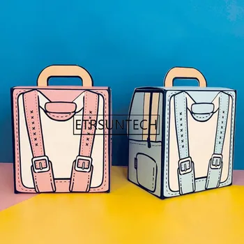 

50pcs Schoolbag Style Portable Gift Box Creative Packaging Carton Box 3D Candy Box Birthday Children's Day Gift Package