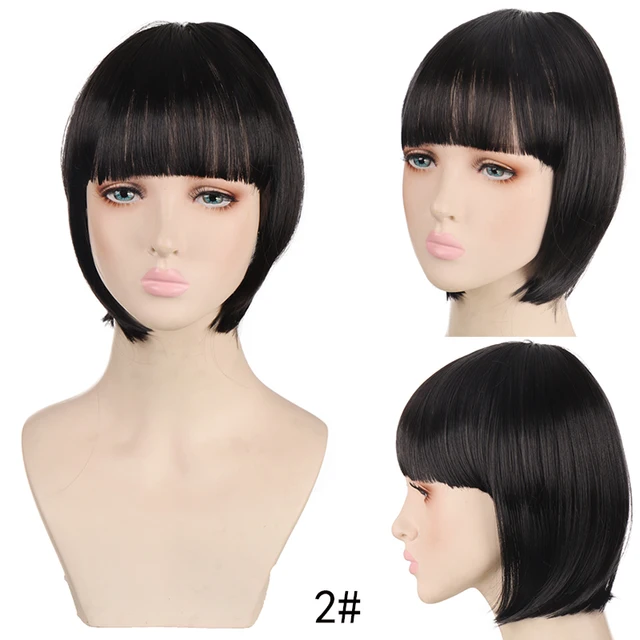 TALANG Neat Front Fringe Clip In  Hair Bangs  Hair Extensions Sweeping Side Blunt Bang Natural Black Brown Hairpieces SW135