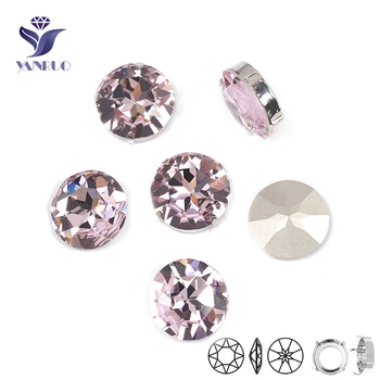 

YANRUO 1201 Rivoli 27mm Light Rose Rhinestone Claw Strass Decoration Sewing Stones Rhinestones For jewelry making