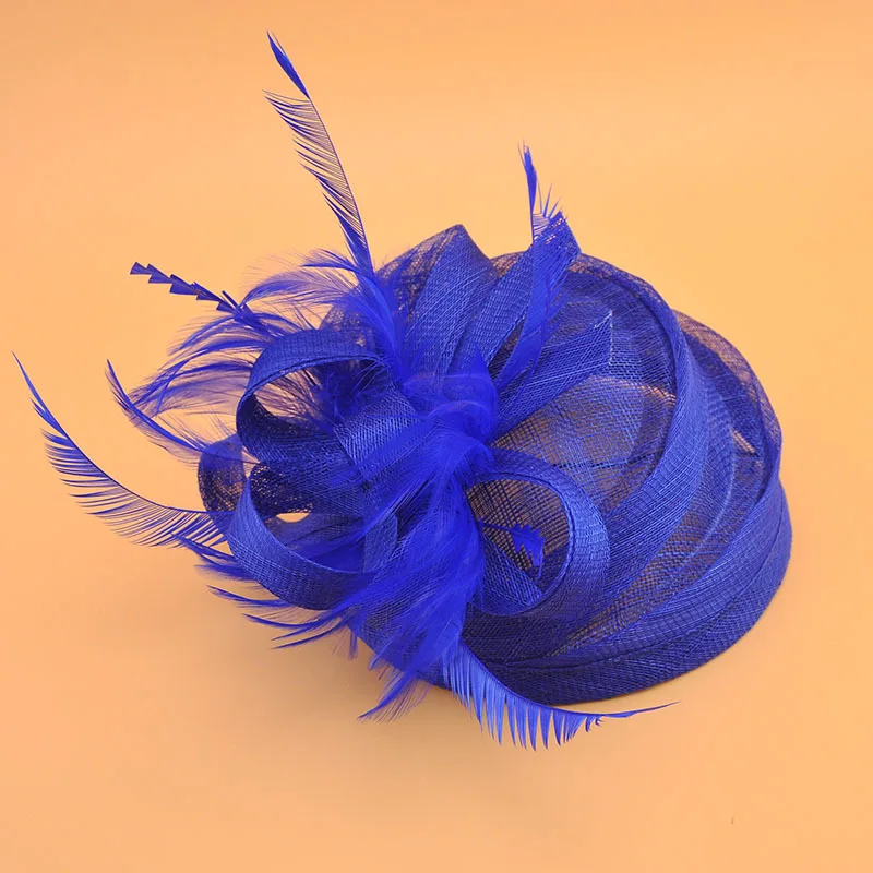 Birde hat Vintage Bridal Flax Feather Beret Hats Elegant Wedding Accessories Black Fascinator Hats Women's Formal Occasion