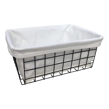 

With Handle Kitchen Iron Wire Closet Desk Organizer Multi-use Household Storage Basket Cabinets Bathroom Bedroom Refrigerator