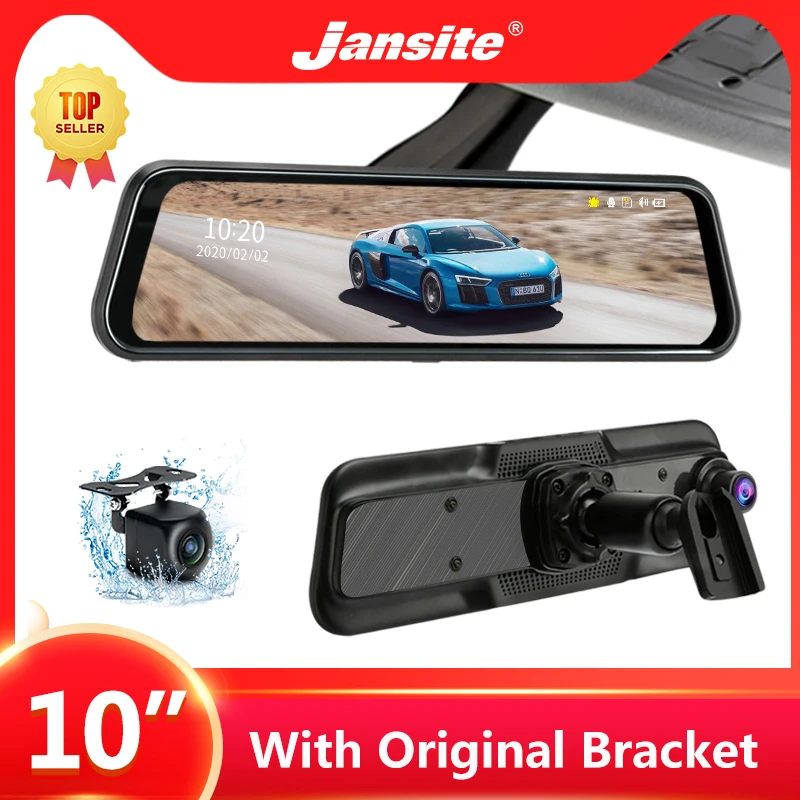 Jansite 10 &quot Автомобильный видеорегистратор с сенсорным экраном 1080P Потоковое