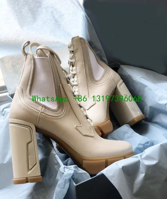 

Классические зимние женские ботильоны телесного цвета кожаные мотоциклетные ботинки на платформе обувь на шнуровке ботильоны на толстом высоком каблуке большой размер