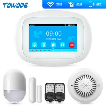 

Towode K52 WIFI GSM Large Touch Screen Security Alarm System 4.3 Inch TFT Color Display Touch Screen Home Security Smart House