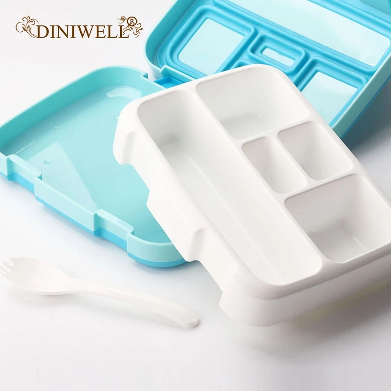 Bento Box пластиковый герметичный Bento Ланч-бокс с пятью отделениями из пшеничного волокна Bento box для детей и взрослых большой ланч-контейнер