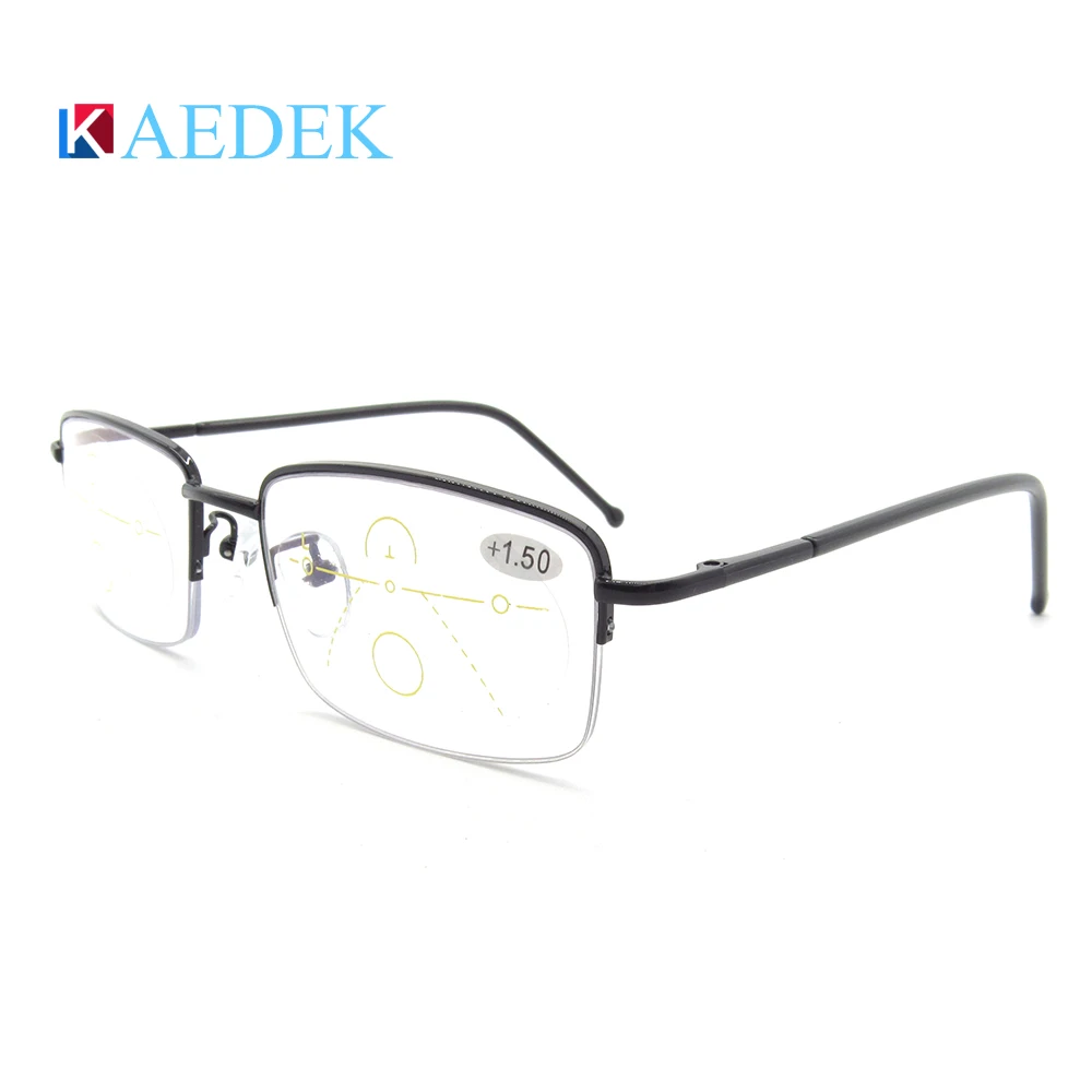 Высококачественное Стекло для чтения es бизнес полуоправы Пресбиопия очки для чтения для мужских стеклянных линз Пресбиопия сплав FrameKB2526 - Цвет оправы: black