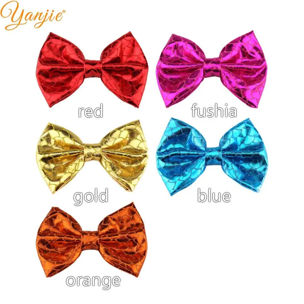 mix color 12 шт./лот, 3,5 дюймов, заколки для волос русалки с бантом для девочек, золотые и серебряные блестящие металлические заколки для волос, детские мини-аксессуары для волос с бантом - Цвет: mix color