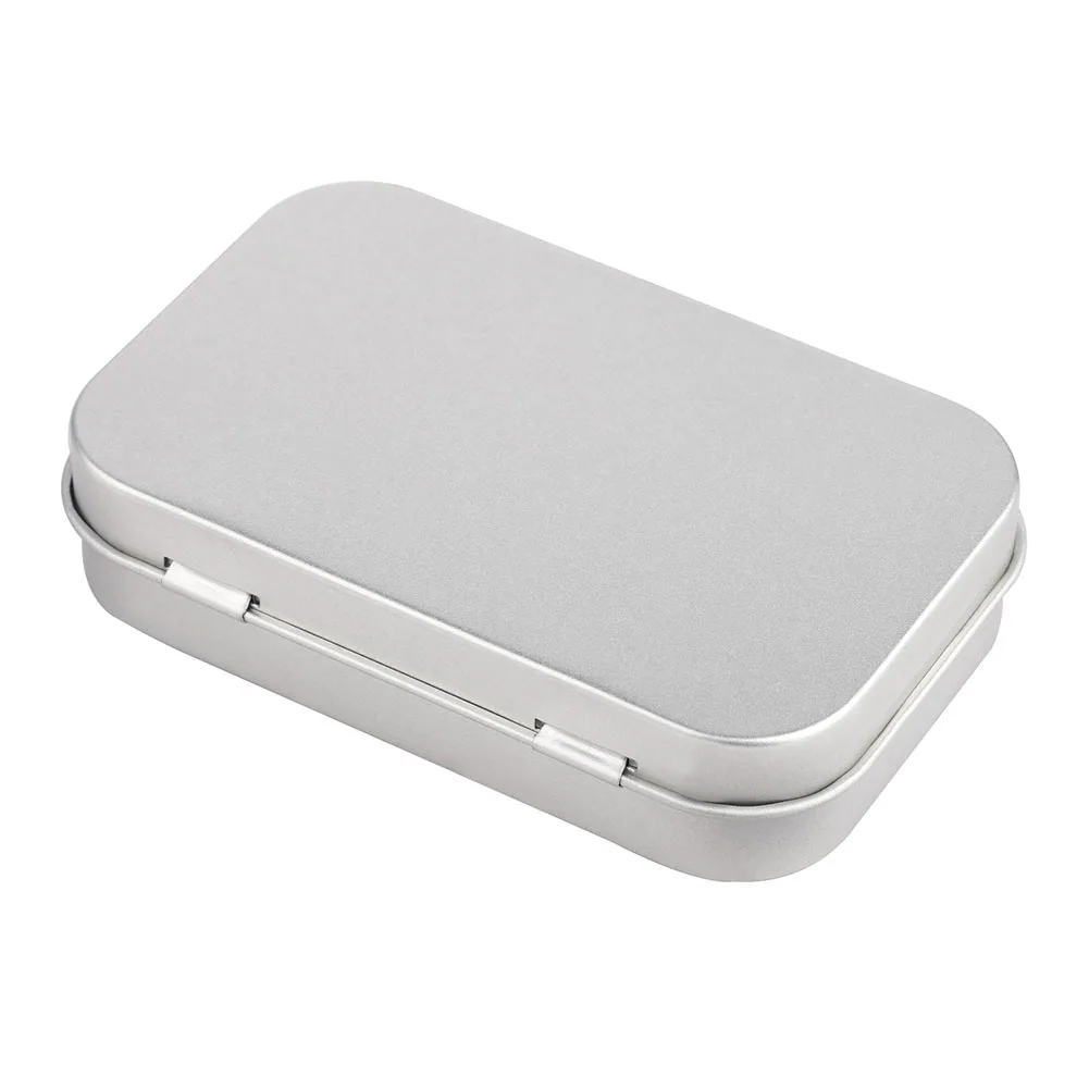 5Pcs Mini Tin Container Square Hinged Flip Small Storage Tin Box Kit Case Condom 