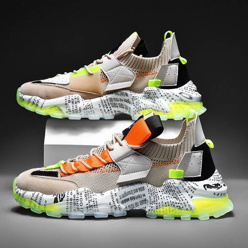 Zapatos informales para hombre, Zapatillas de malla de alta calidad, cómodas, transpirables, de colores combinados, para hombres entrenadores deportivos