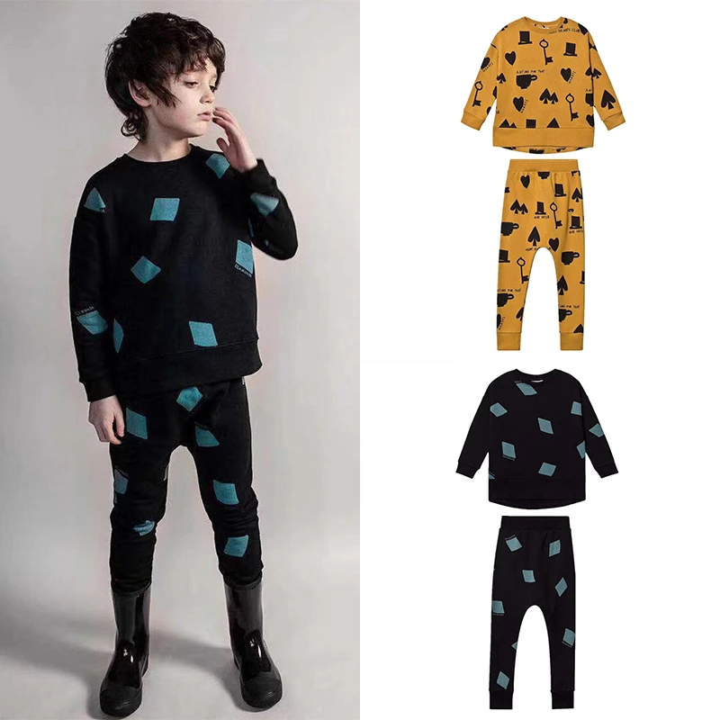 

Kids Clothes Sets 2019 B Loves Brand New Autumn Winter Boys Girls Cute Print Sweaters + Pant 2pcs Clothing Baby Child Cotton