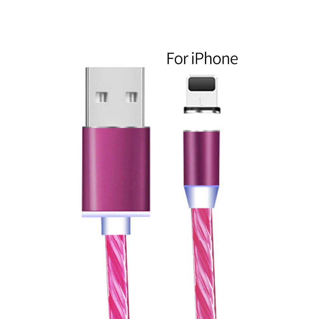 for iphone Red Магнитный струящийся светильник светодиодный стример Micro USB кабель для зарядки samsung S10 S9 type-c магнитное зарядное устройство 1 м для Iphone huawei P30 - Цвет: for iphone Red