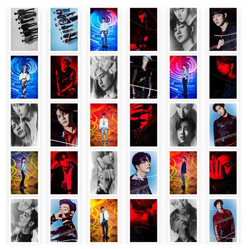 Kpop GOT7 представляют новые альбом прядильный механизм ЛОМО карта с фотографией Марк Bambam Фотокарта с металлической коробкой 30 шт./компл