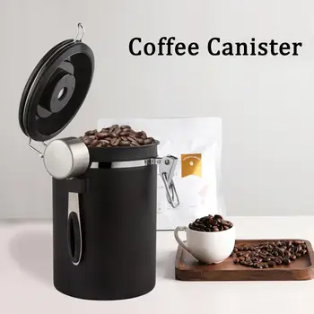 

Stainless Steel Airtight Sealed Canister With Spoon Coffee Flour Sugar Tea Container Holder Nuts Storage Bottles Jars Coffeeware