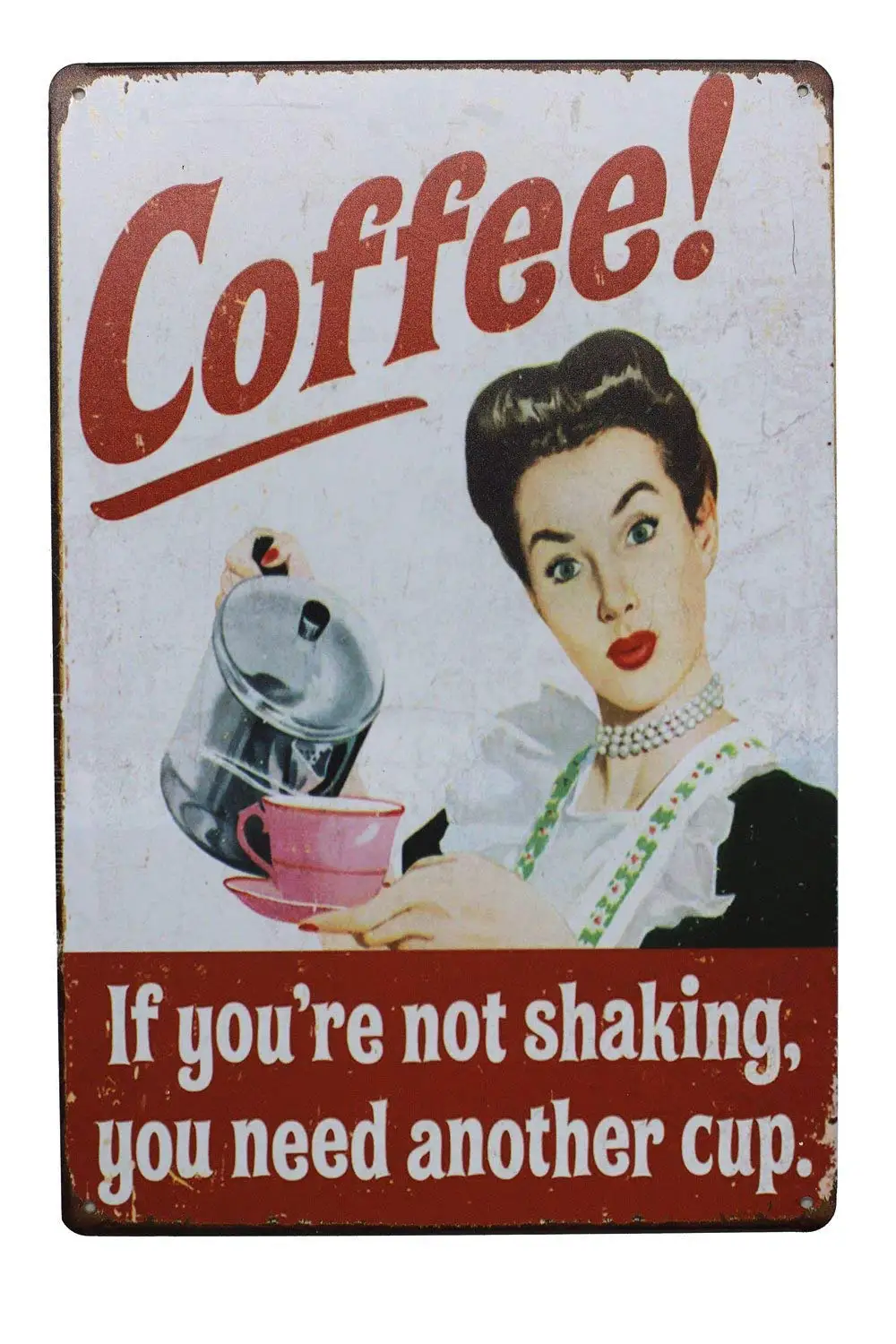 ERLOOD Coffee If You're Not Shaking You Need Another Cup Vintage Plaque Poster Cafe Kitchen Home Wall Decor Metal Tin Sign 8 x | Дом и сад