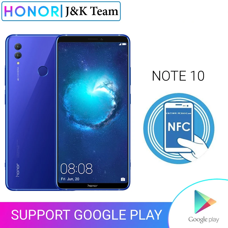 Honor Note 10 6 ГБ 128 NFC Смартфон 5000 мАч аккумулятор 95 дюймовый экран Android 8 0 24MP камера