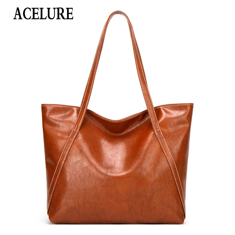 

ACELURE All-match Shopping Shoulder Crossbody Bags Solid Color PU Leather Women Bags High-capacity Large Soft Tote Bags Handbag