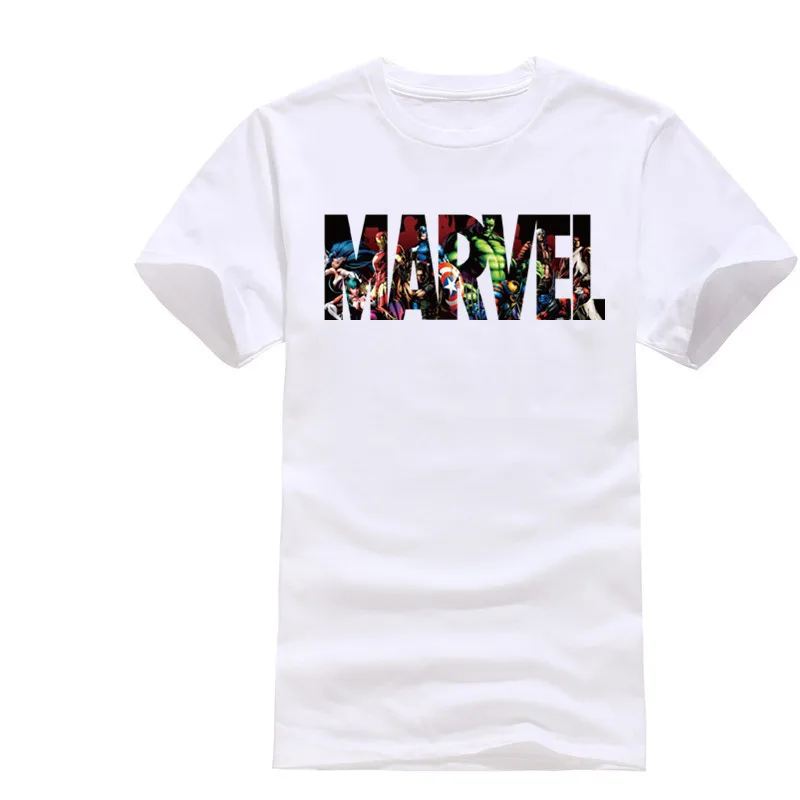 Мужская футболка с принтом MARVEL желтая/белая приталенная короткими рукавами лето