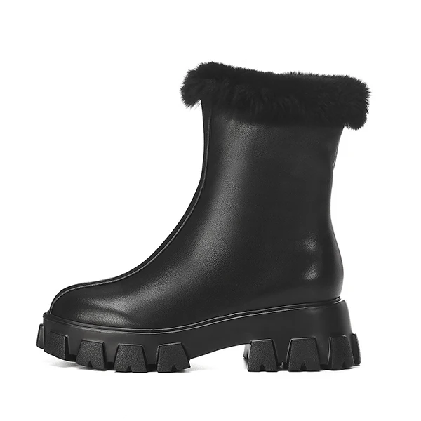 SOPHITINA/модные ботинки на молнии из высококачественной натуральной кожи; удобная обувь с круглым носком на квадратном каблуке; ботильоны ручной работы; PO268 - Цвет: Black