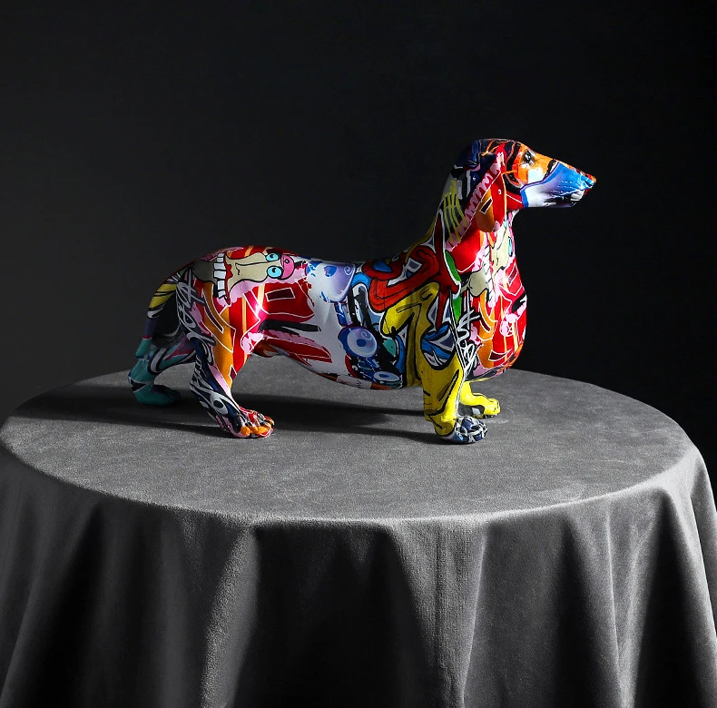 Creative Graffiti Colourful Painted Dachshund Dog Home Decor