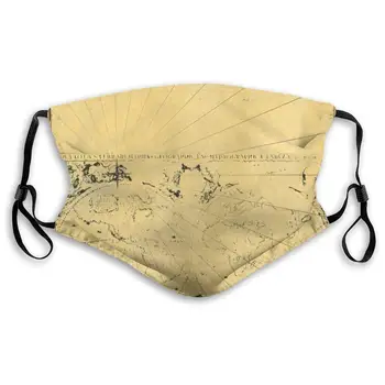 

A Yellowed and Worn Map Anti Pollution Mask for Kids Women Man Comfort Dustproof Mouth Mask with Activated Carbon Filters PM2.5