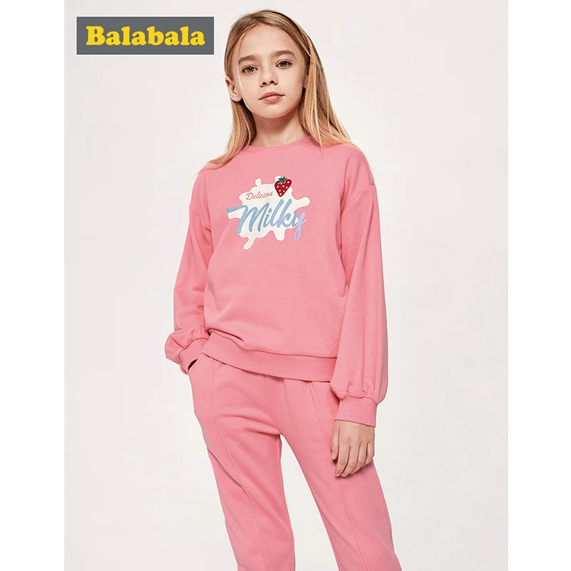 Balabala/комплект одежды из 2 предметов для девочек-подростков: толстовка с длинными рукавами и рисунком Бишопа+ штаны без застежки
