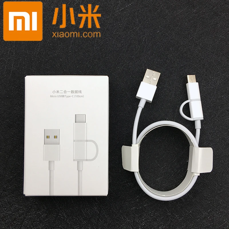 Оригинальный xiaomi 2 в 1 кабель для быстрой зарядки USB Micro usb к кабелю типа c mi a1 a2 lite note